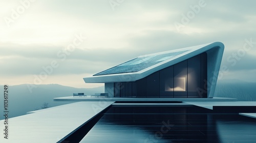 Modern Concrete House with Solar Panels and Infinity Pool