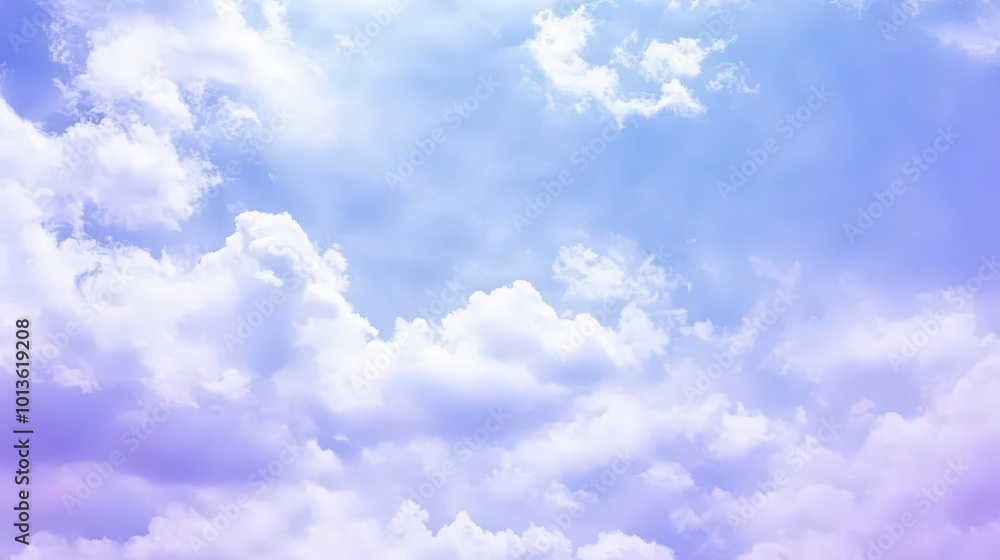 A tranquil sky filled with fluffy white clouds on a sunny day A tranquil sky filled with fluffy white clouds on a sunny day