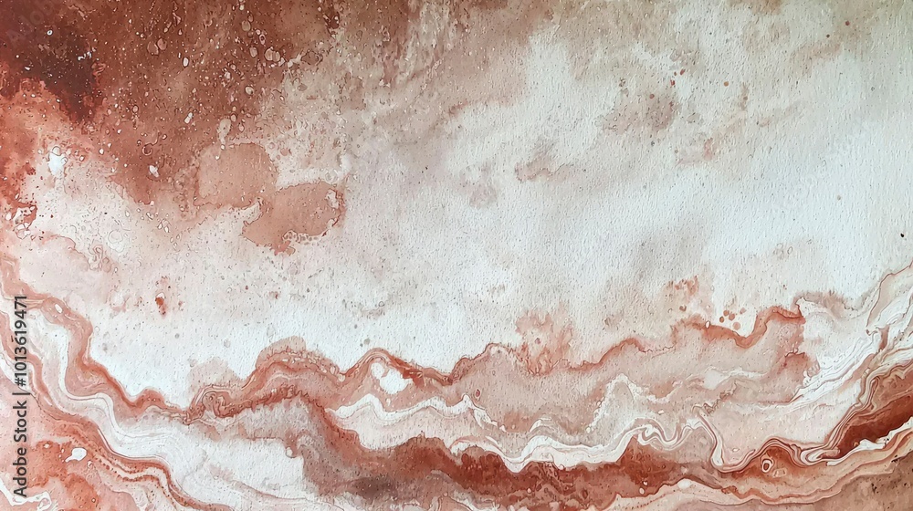 Fototapeta premium Abstract Watercolor Painting with Brown and White Swirls