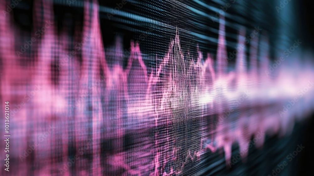 Abstract Digital Pink and Black Waveform on a Grid Abstract Digital Pink and Black Waveform on a Grid