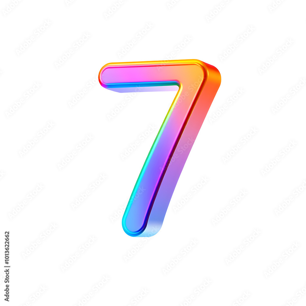 3D icon, number 7, white background, smooth textures, vibrant colors. Generative AI 3D icon, number 7, white background, smooth textures, vibrant colors. Generative AI