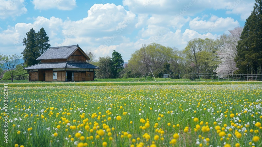 Fototapeta premium photo of beautiful meadow with flowers