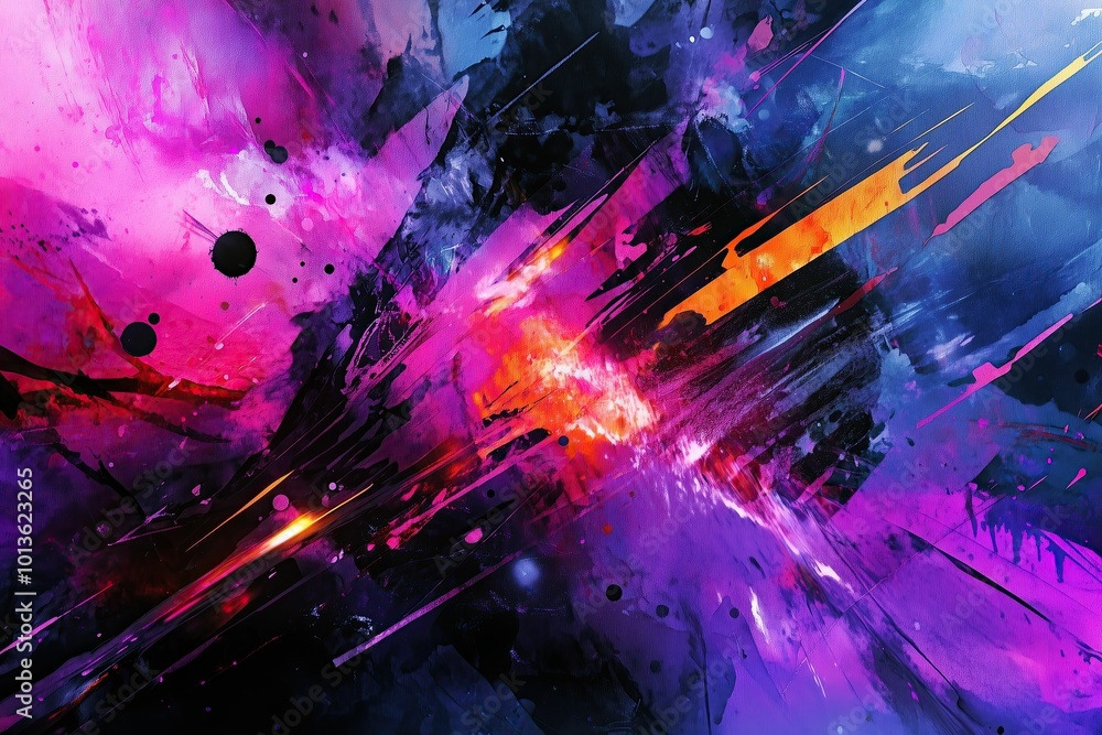 Naklejka premium Abstract storm of neon colors in chaotic order