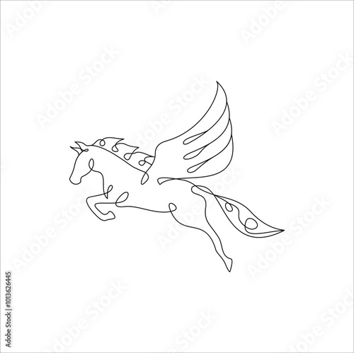 Horse in continuous line art drawing style. Black line sketch on white background. Vector illustration design. suitable for tattoo inspiration. Ep 10