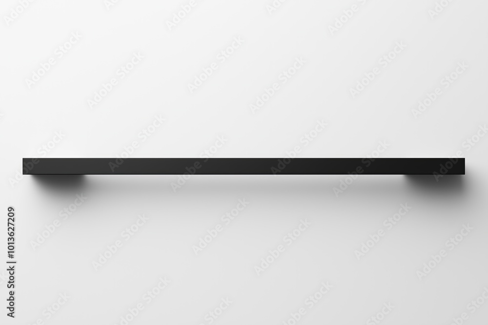 Minimalist black shelf mounted on a white wall in a modern interior design setting Minimalist black shelf mounted on a white wall in a modern interior design setting
