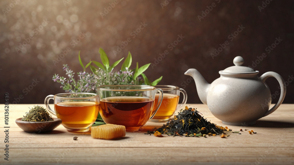 Herbal Tea Preparation with Honey and Fresh Ingredients Herbal Tea Preparation with Honey and Fresh Ingredients
