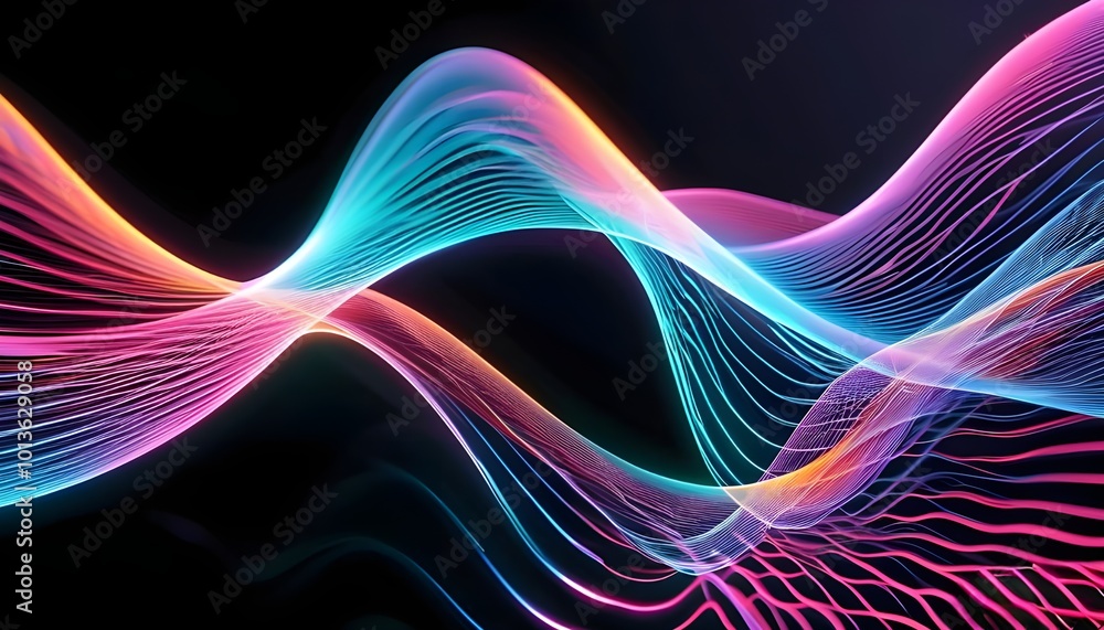Dynamic Energy Flow with Fractal Waves and Blue Glowing Lines Dynamic Energy Flow with Fractal Waves and Blue Glowing Lines