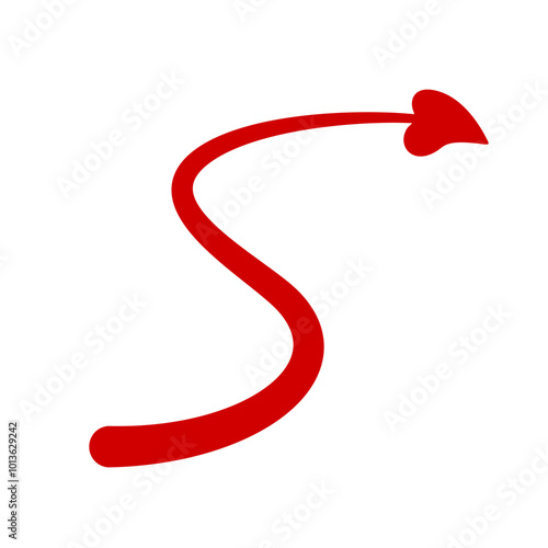 Red devil tail with arrow for Halloween party vector illustration