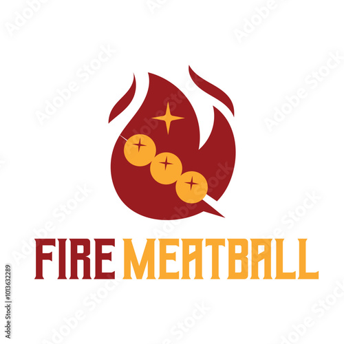 fire meatball flat minimalist logo design