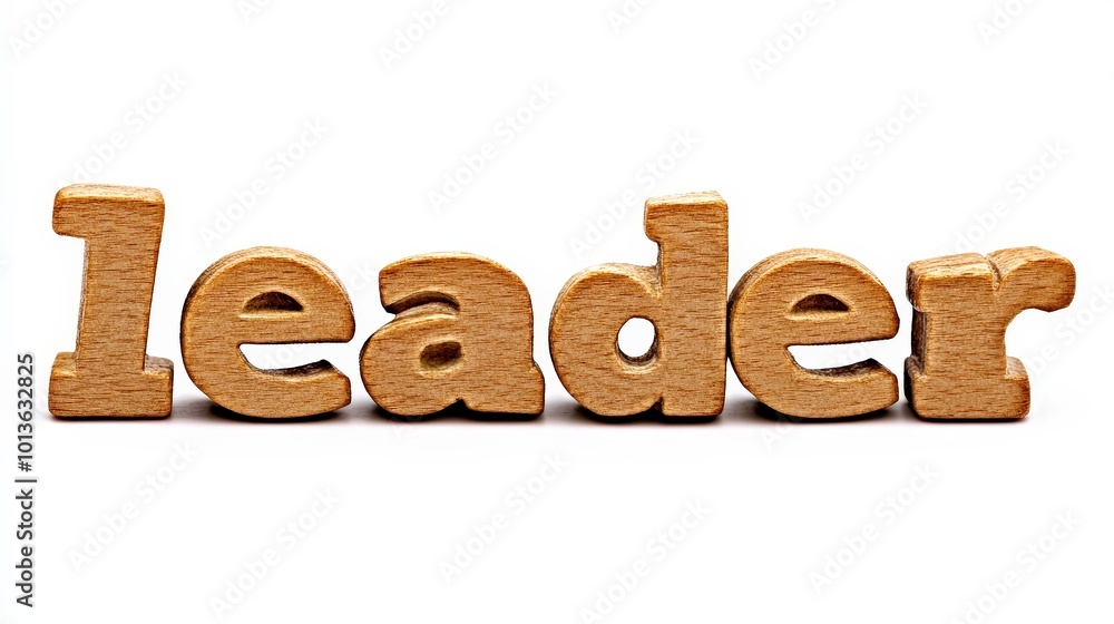 Wooden letters spelling out the word leader on white background Wooden letters spelling out the word leader on white background