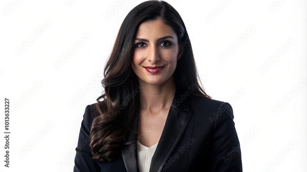 Portrait of a confident businesswoman with a warm smile, looking directly at the camera. Portrait of a confident businesswoman with a warm smile, looking directly at the camera.