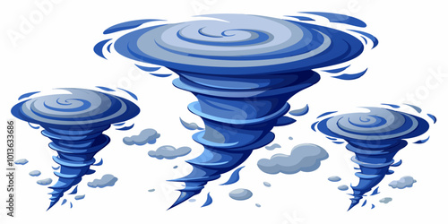 Tornadoes in Various Phases Vector Art for Natural Disaster Concepts