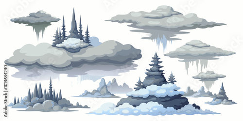 Set of Fog and Mist Effects: fog and mist, with varying densities and layering for atmospheric depth.
