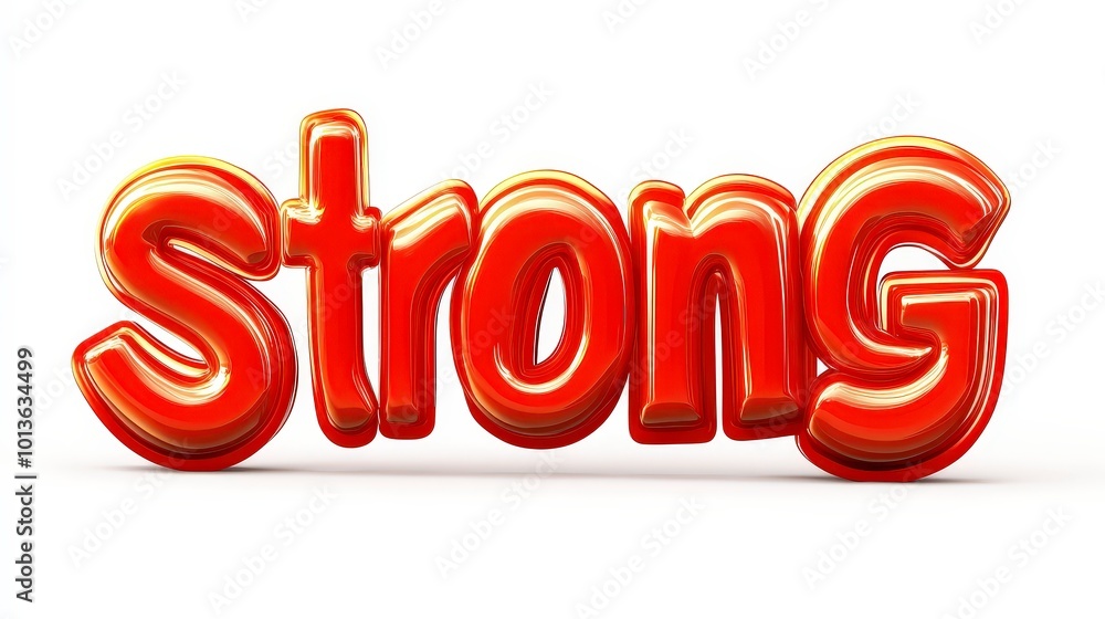 Strong word in bold 3d style with glossy red finish Strong word in bold 3d style with glossy red finish