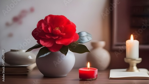 camellia on desk