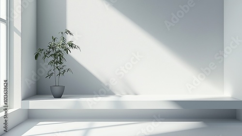 Minimalist Indoor Space with Natural Light and Plant