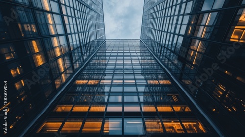 Wallpaper Mural Bottom view of modern skyscrapers in business district. Torontodigital.ca