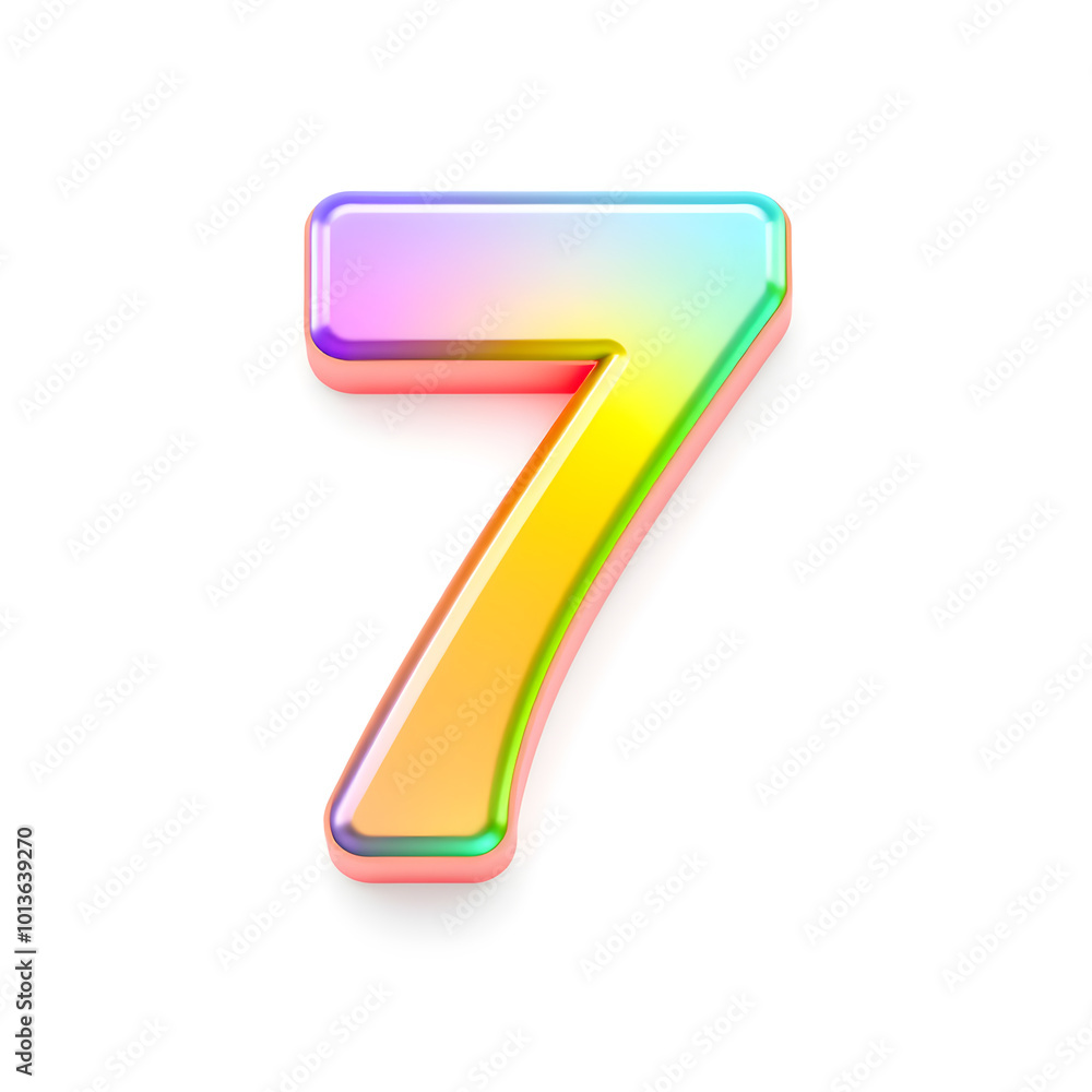 3D icon, number 7, white background, smooth textures, vibrant colors. Generative AI 3D icon, number 7, white background, smooth textures, vibrant colors. Generative AI