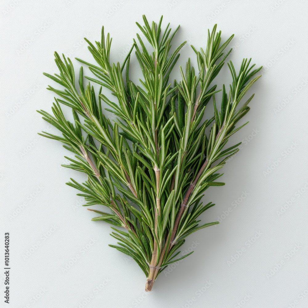 Fresh Rosemary Sprigs on White Background Fresh Rosemary Sprigs on White Background