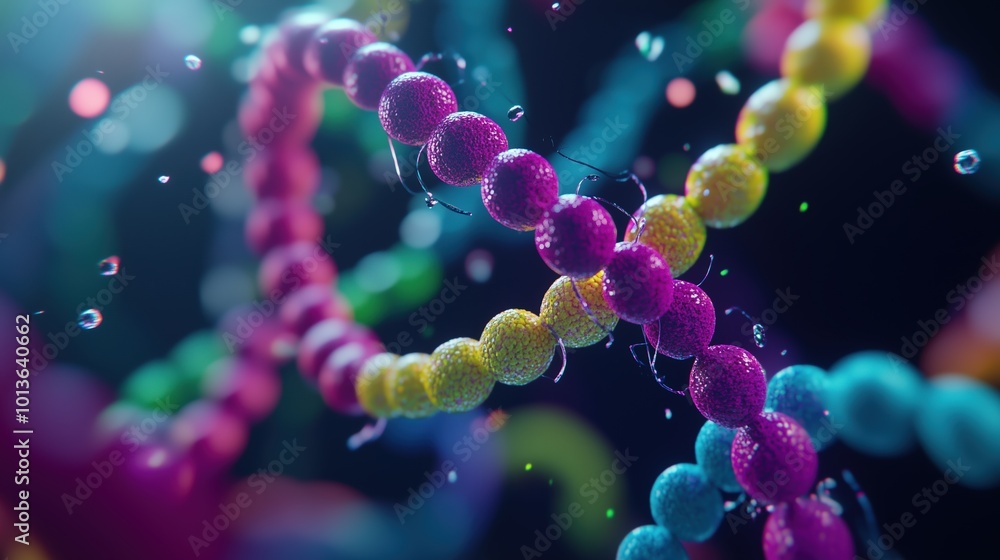 Three-Dimensional Model with Colorful Structures and Complex Strands Resembling DNA or Neural Connections on a Black Background, Featuring Intricate Patterns and Detailed Textures. Three-Dimensional Model with Colorful Structures and Complex Strands Resembling DNA or Neural Connections on a Black Background, Featuring Intricate Patterns and Detailed Textures.