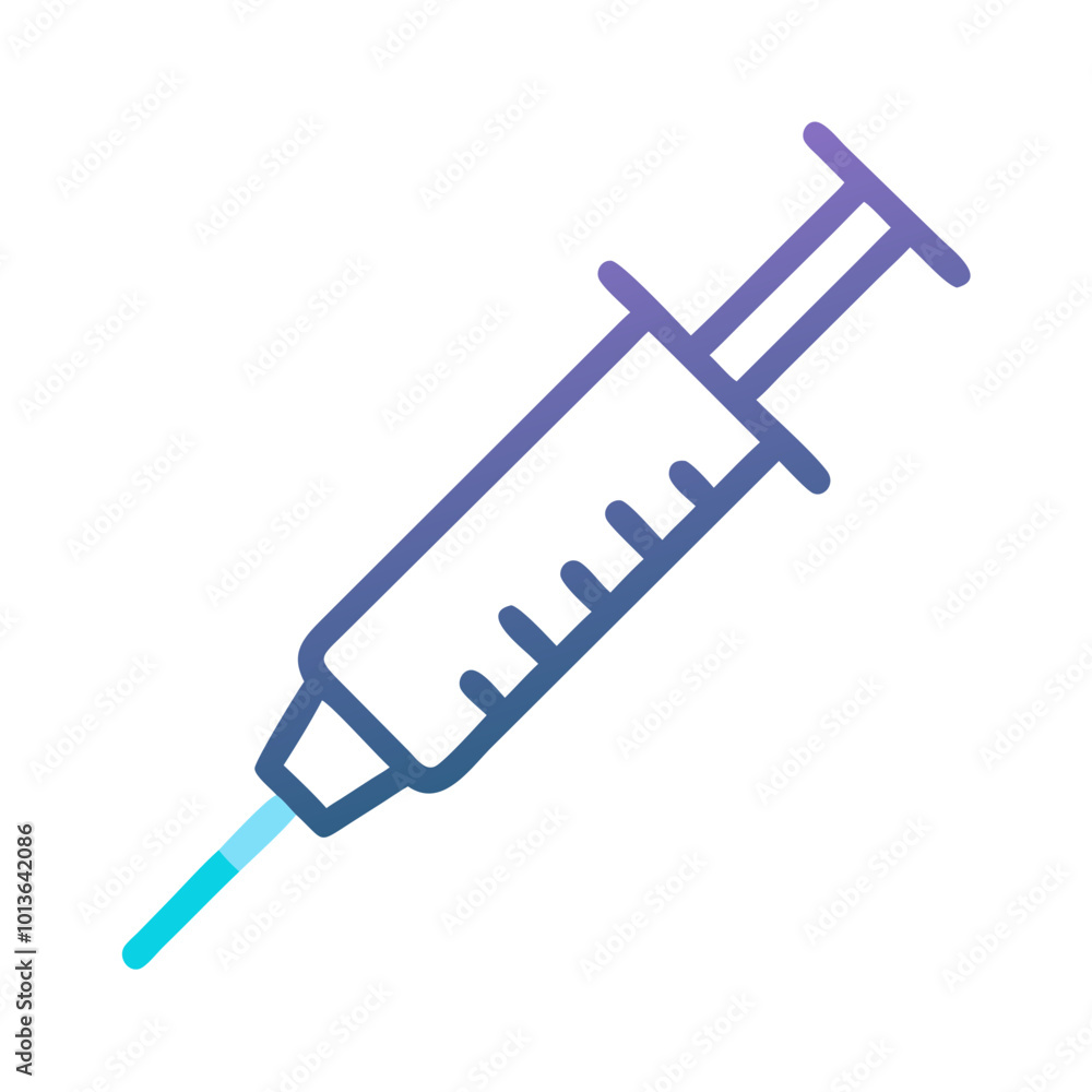 Syringe with needle in gradient outline vector illustration. Syringe with needle in gradient outline vector illustration.