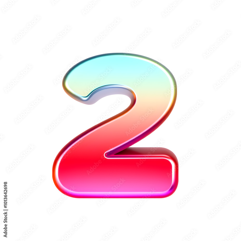 3D icon, number 2, white background, smooth textures, vibrant colors. Generative AI 3D icon, number 2, white background, smooth textures, vibrant colors. Generative AI