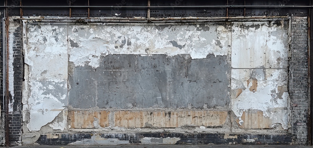 A weathered wall with peeling paint and rustic texture, white isolate background. A weathered wall with peeling paint and rustic texture, white isolate background.