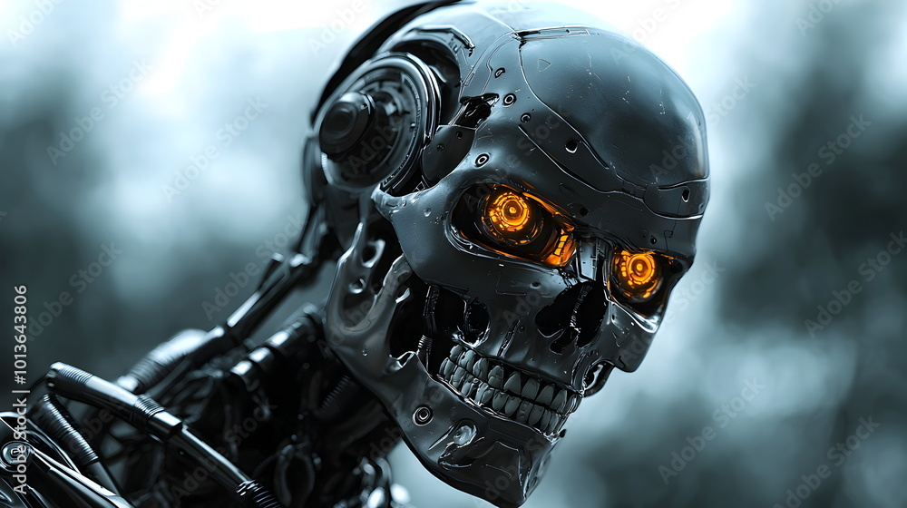 Cybernetic Skull: Glowing Red Eyes Cybernetic Skull: Glowing Red Eyes