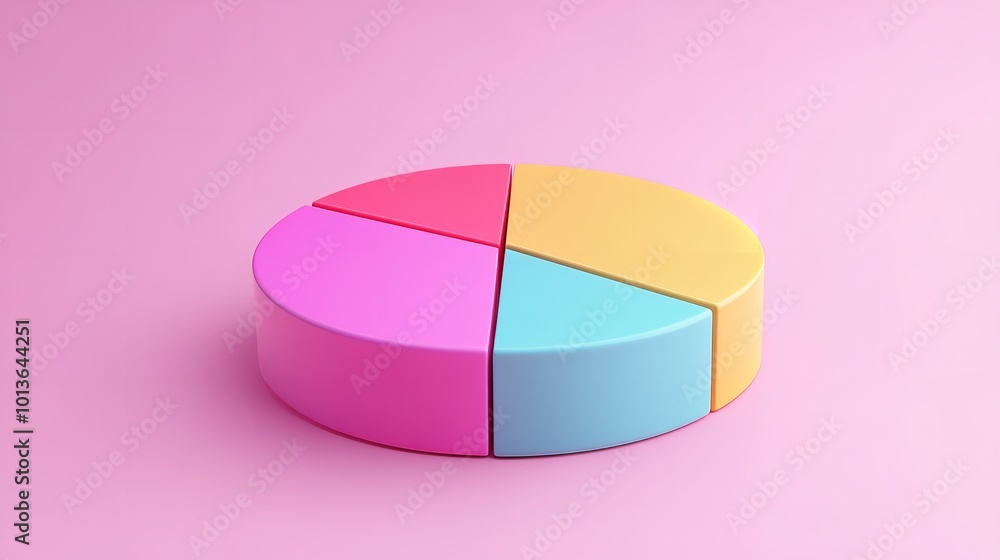 Colorful 3D Pie Chart on a Solid Pastel Background Colorful 3D Pie Chart on a Solid Pastel Background