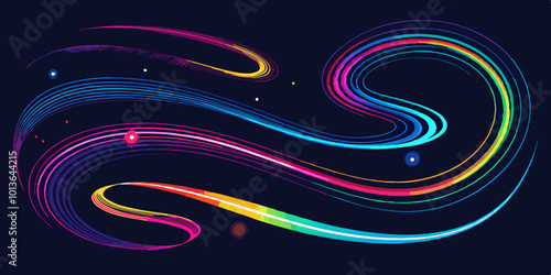 Set of Abstract Light Trails: Realistic light trails in various shapes and colors, including streaks, spirals, and curves.

