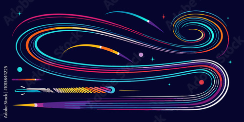 Set of Abstract Light Trails: Realistic light trails in various shapes and colors, including streaks, spirals, and curves.


