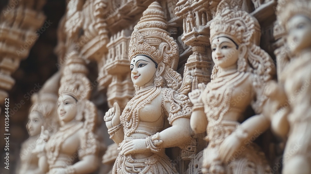 Intricate Indian sculptures with detailed carvings, no people, providing space for writing or design. Intricate Indian sculptures with detailed carvings, no people, providing space for writing or design.
