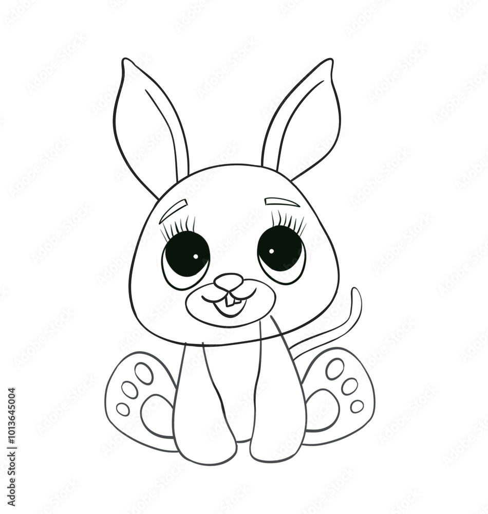 Baby rabbit line art. Coloring page of Cute Cartoon rabbit for kids coloring book Baby rabbit line art. Coloring page of Cute Cartoon rabbit for kids coloring book
