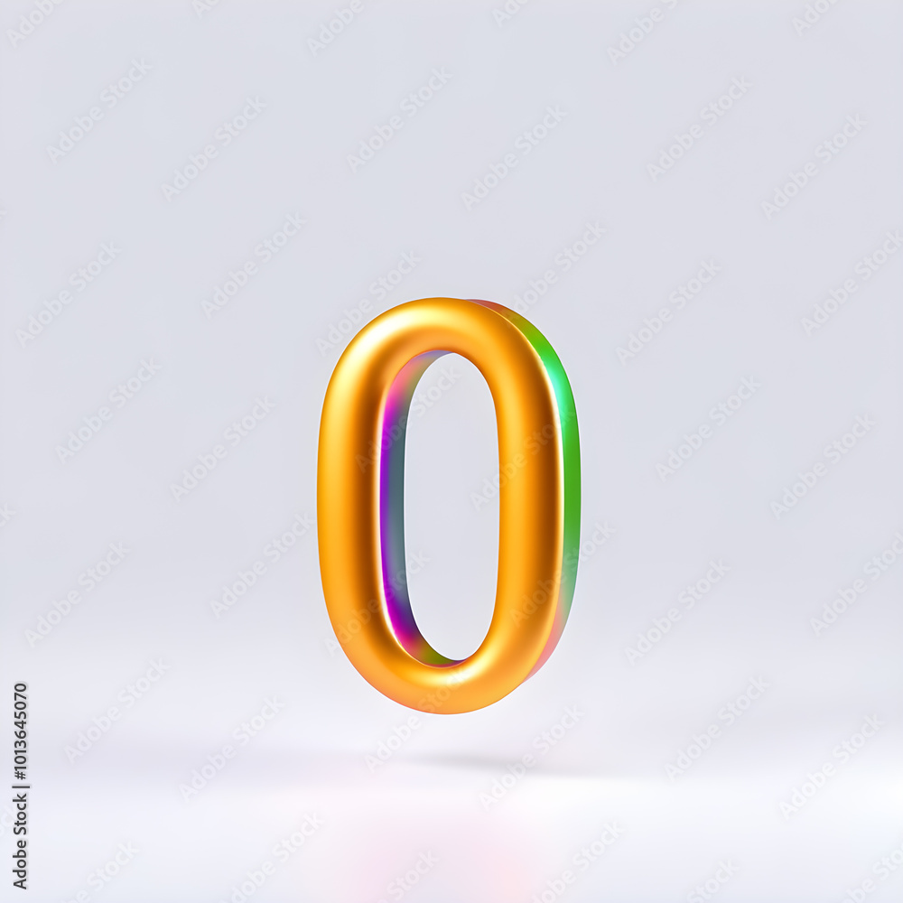 3D icon, number 0, white background, smooth textures, vibrant colors. Generative AI 3D icon, number 0, white background, smooth textures, vibrant colors. Generative AI