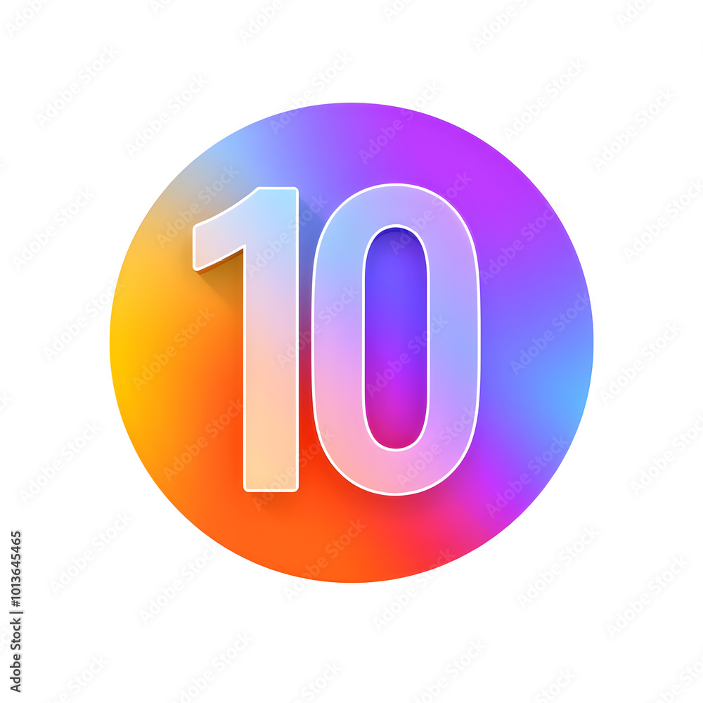 3D icon, number 10, white background, smooth textures, vibrant colors. Generative AI 3D icon, number 10, white background, smooth textures, vibrant colors. Generative AI