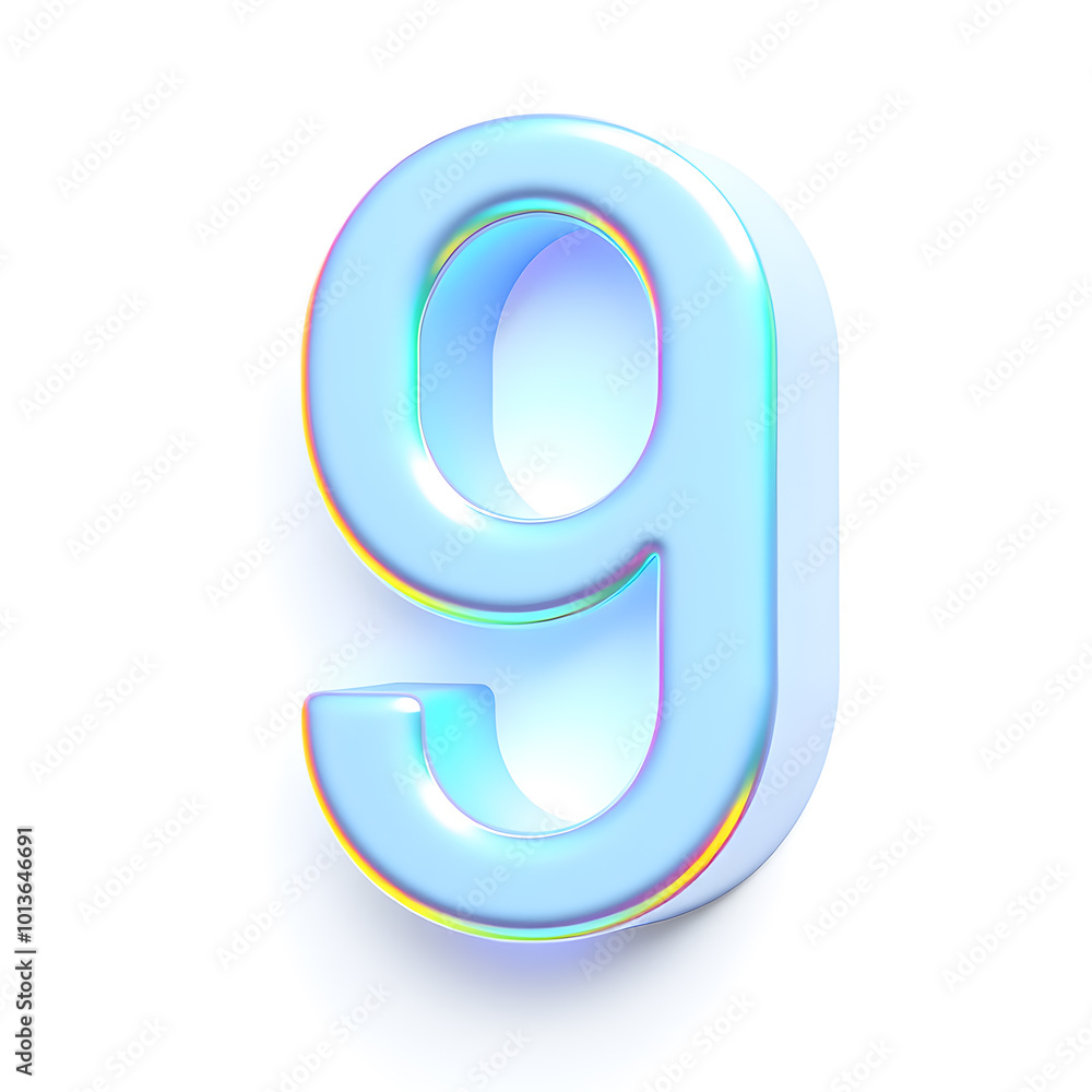 3D icon, number 9, white background vibrant colors. Generative AI 3D icon, number 9, white background vibrant colors. Generative AI