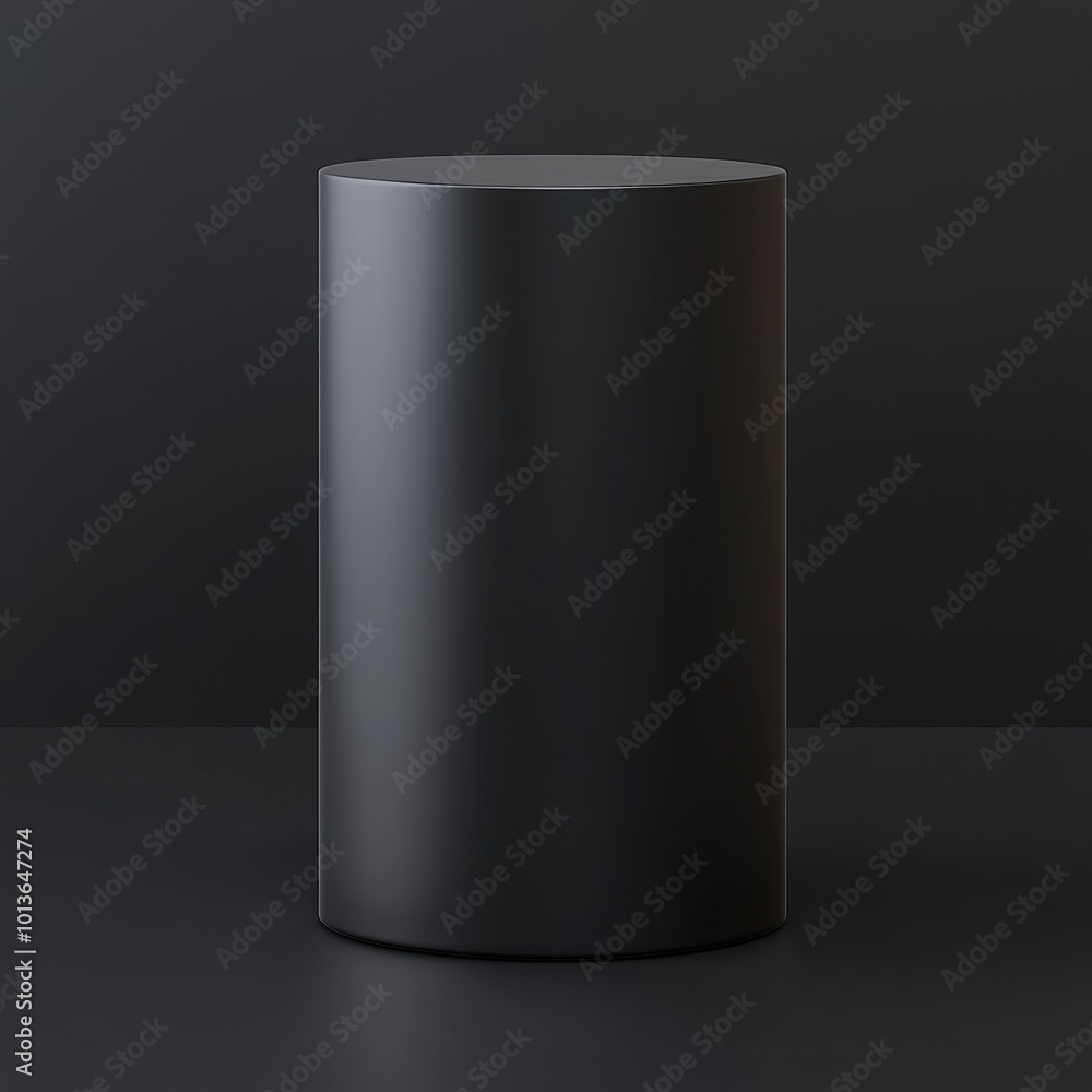 Black cylindrical box on black background, 3d rendering. Black cylindrical box on black background, 3d rendering.