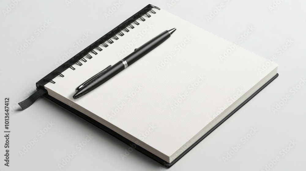 A notebook and pen white mockup on a clean surface, ready to display branding, logo designs, or motivational quotes. A notebook and pen white mockup on a clean surface, ready to display branding, logo designs, or motivational quotes.