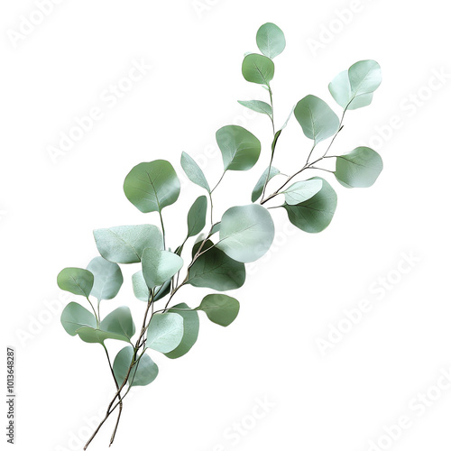 Eucalyptus branch, white isolate background