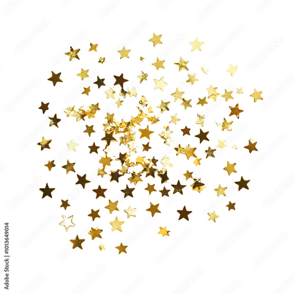 Fototapeta premium Golden star confetti on transparent background