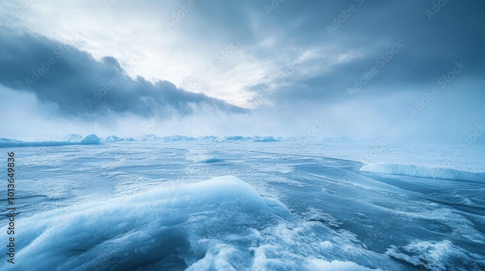 Arctic Serenity, Expansive icy terrain under swirling cold gas clouds, intricate ice formations, hues of blue and gray create a tranquil atmosphere. Arctic Serenity, Expansive icy terrain under swirling cold gas clouds, intricate ice formations, hues of blue and gray create a tranquil atmosphere.