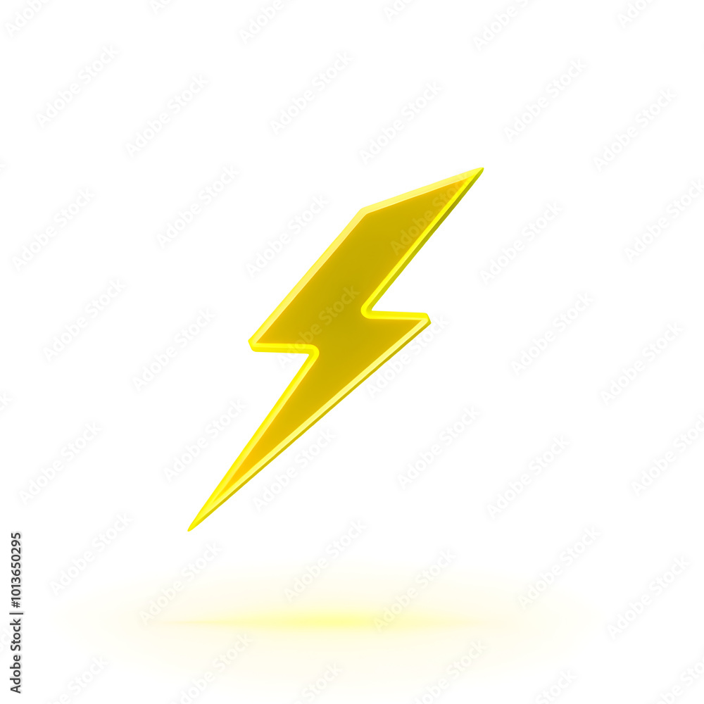 Acrylic yellow thunder icon 3d render isolated on white background. Generative AI Acrylic yellow thunder icon 3d render isolated on white background. Generative AI