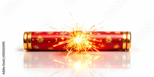 Flat Glossy Diwali Crackers with Glowing Sparks - Dynamic Festive Background Concept for Vibrant Celebrations photo