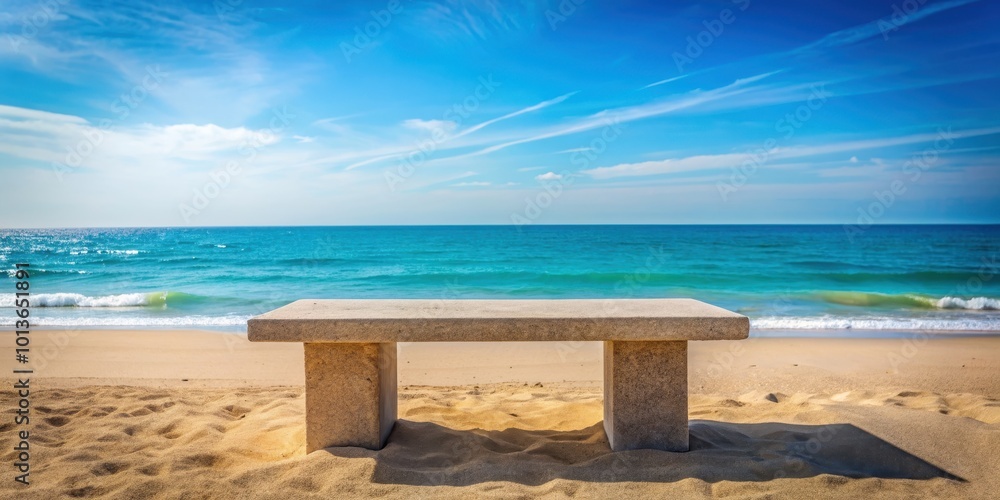 Stone table on the sandy beach with the tranquil sea in the background , stone, table, beach, sea, peaceful, serene, nature Stone table on the sandy beach with the tranquil sea in the background , stone, table, beach, sea, peaceful, serene, nature