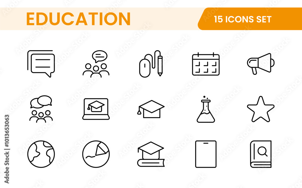Education line icons collection. Big UI icon set in a flat design. Thin ...
