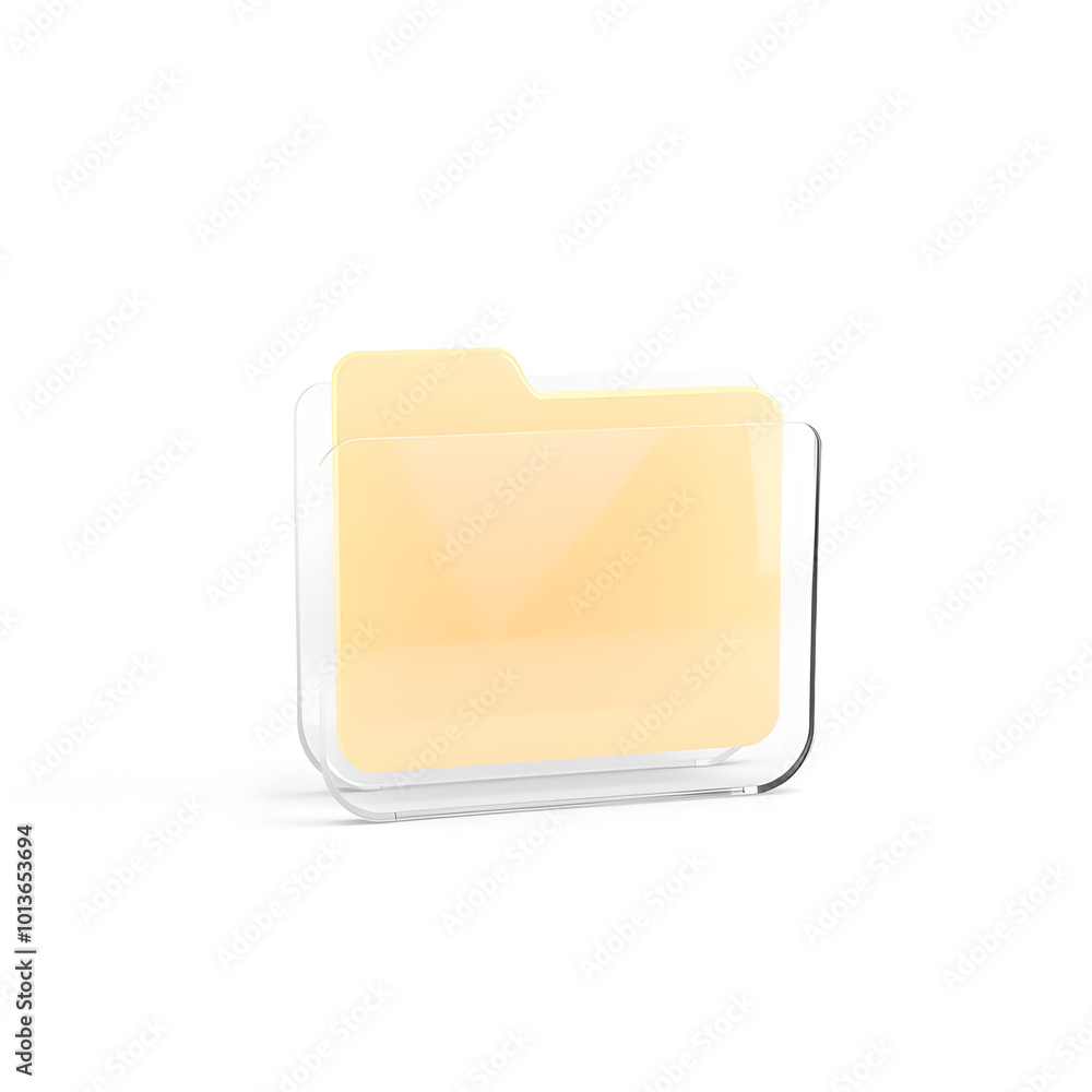 Glass 3d icon of file folder on white background. Generative AI Glass 3d icon of file folder on white background. Generative AI