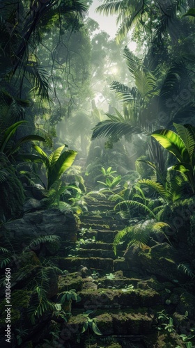 Hidden ceremonial grounds deep in the rainforest, 4K hyperrealistic photo