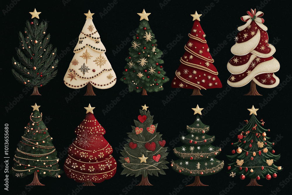 A set of Christmas trees A set of Christmas trees