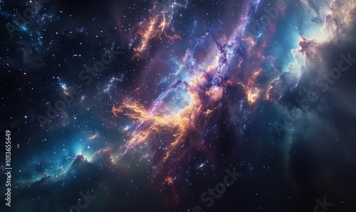 Galactic Nebula Vista, 4K hyperrealistic photo