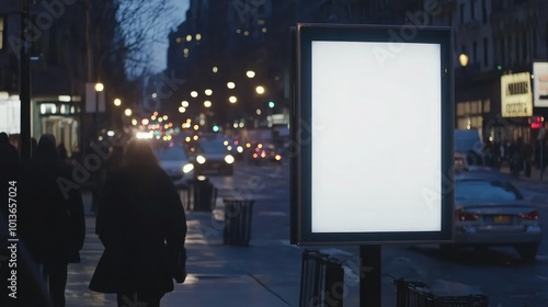 A minimalist white billboard mockup in a busy urban area, cars passing by in the background, ideal for bold, eye-catching ad campaigns.